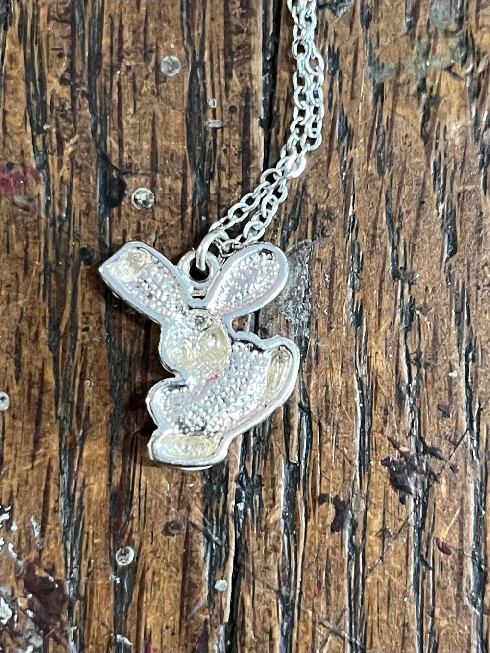 Cream & Pink Bunny Pendant Necklace